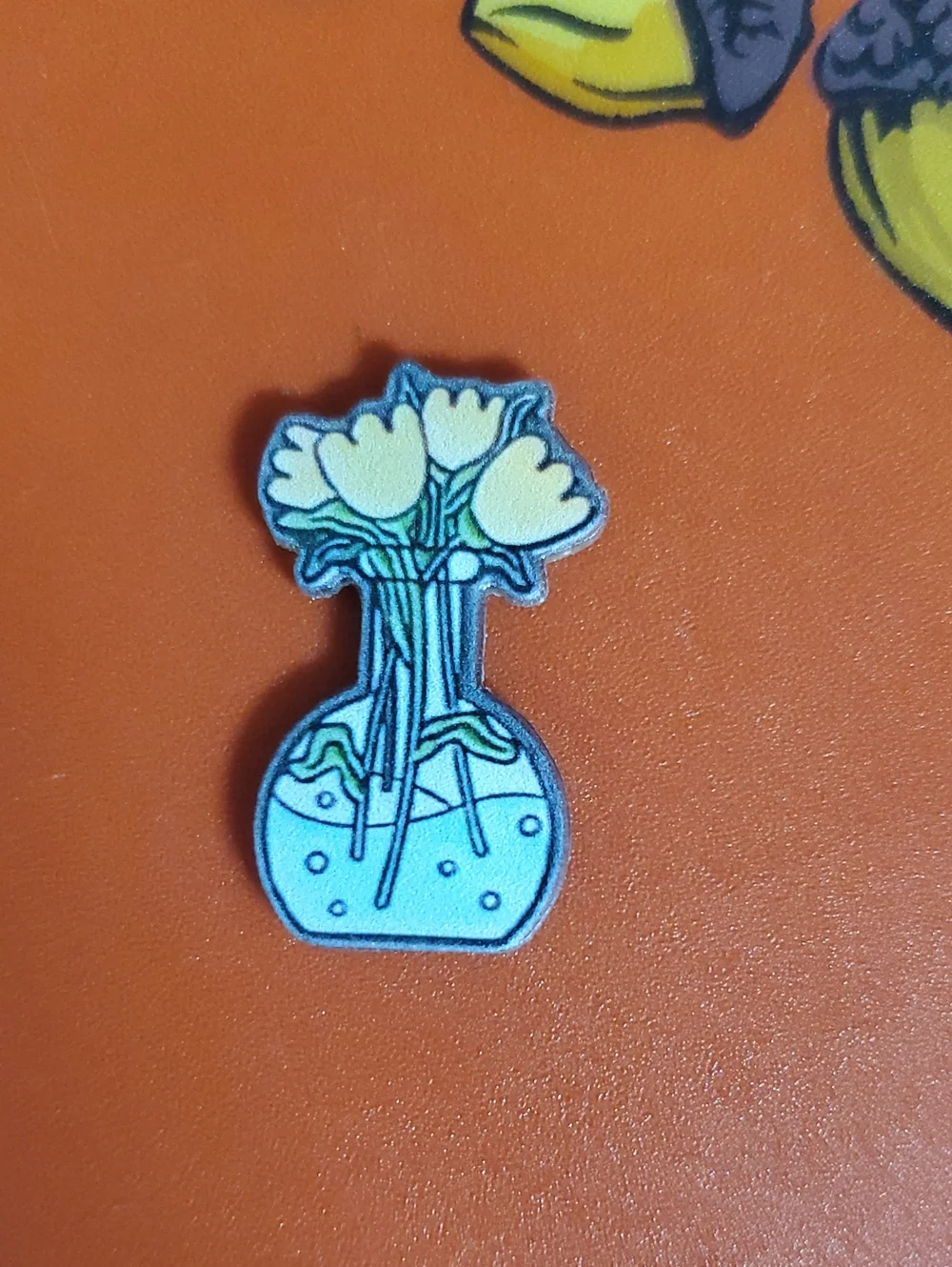 Yellow Tulip Bouquet Vase Acrylic Pin
